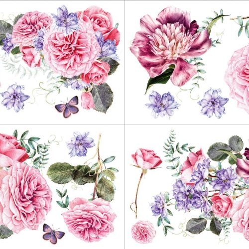 LE BOUQUET – LARGE CUT INTO 4 SHEETS,  Hokus Pokus Transfer