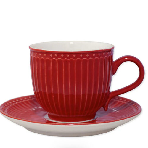 Cup & saucer Alice red- Greengate