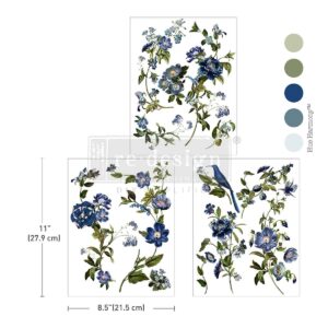 Blue Nest Blooms-  Prima Redesign Transfer