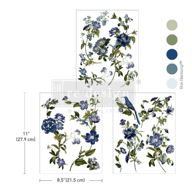 Blue Nest Blooms-  Prima Redesign Transfer